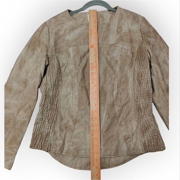 Luii Beige Faux Leather Jacket Size Large - Picture 6 of 10